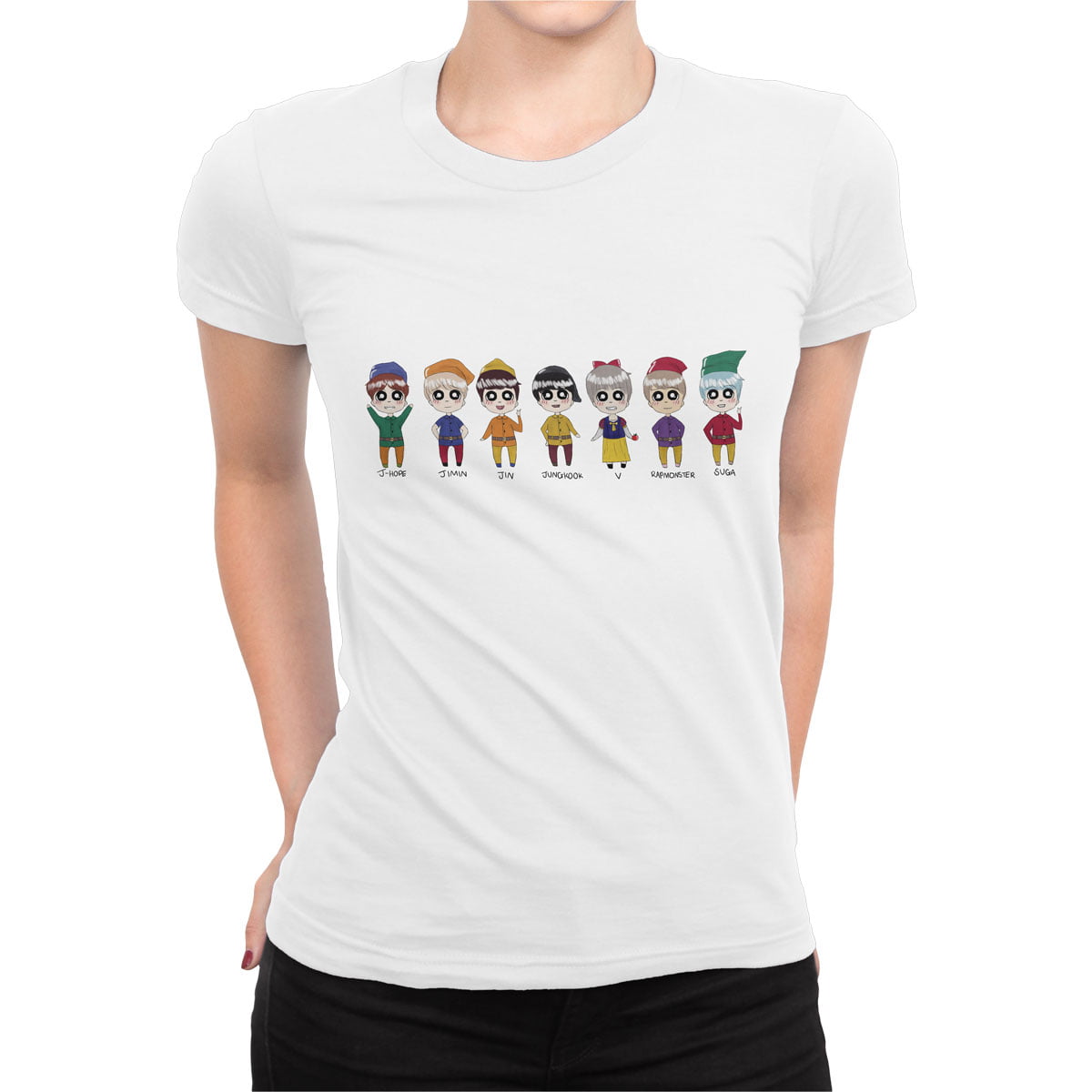Bts chibi all komik tasarim kadin tisort b - bts chibi special no2 kadın t-shirt - figurex