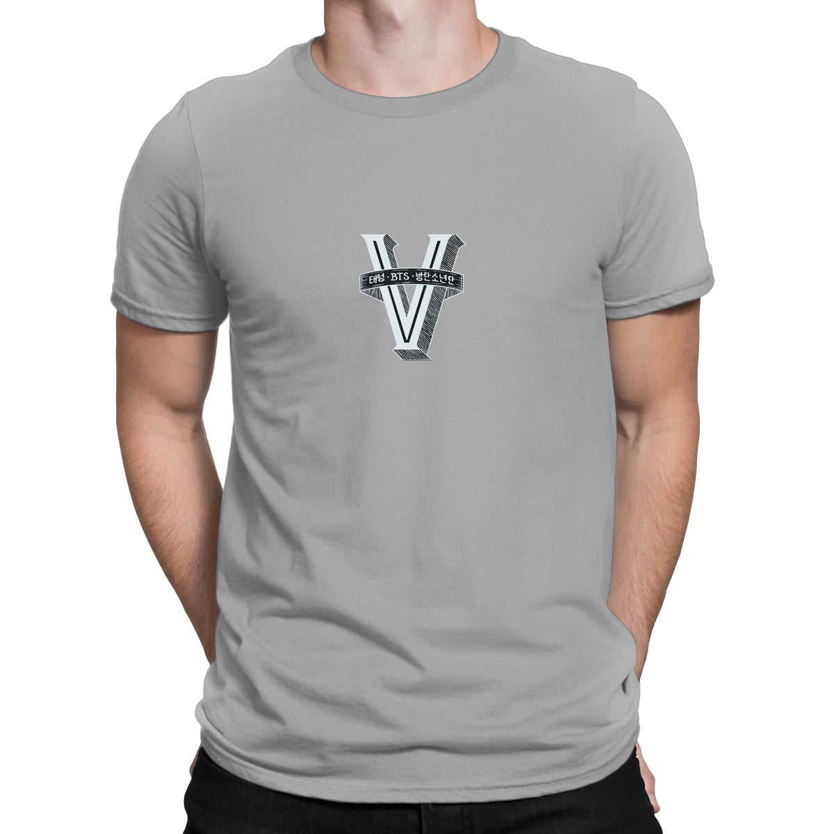 Bts v logo erkek tisort g - bts logo no4 baskılı erkek t-shirt - figurex