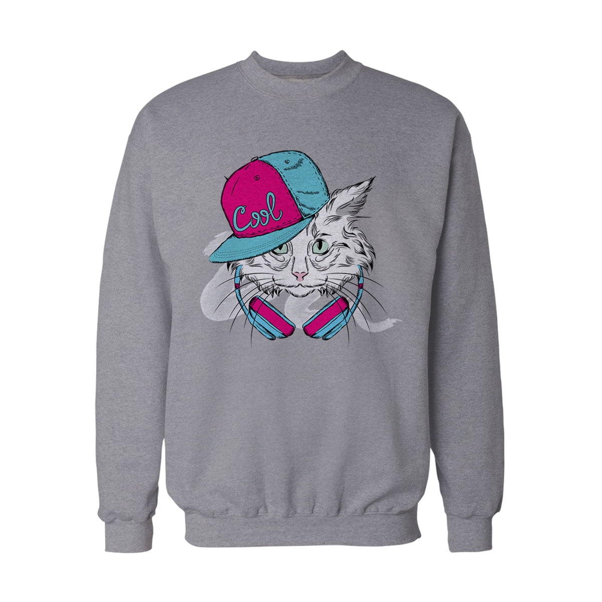 Dj cool kedi sweayshirt g - cool dj kedi tasarımlı sweatshirt - figurex