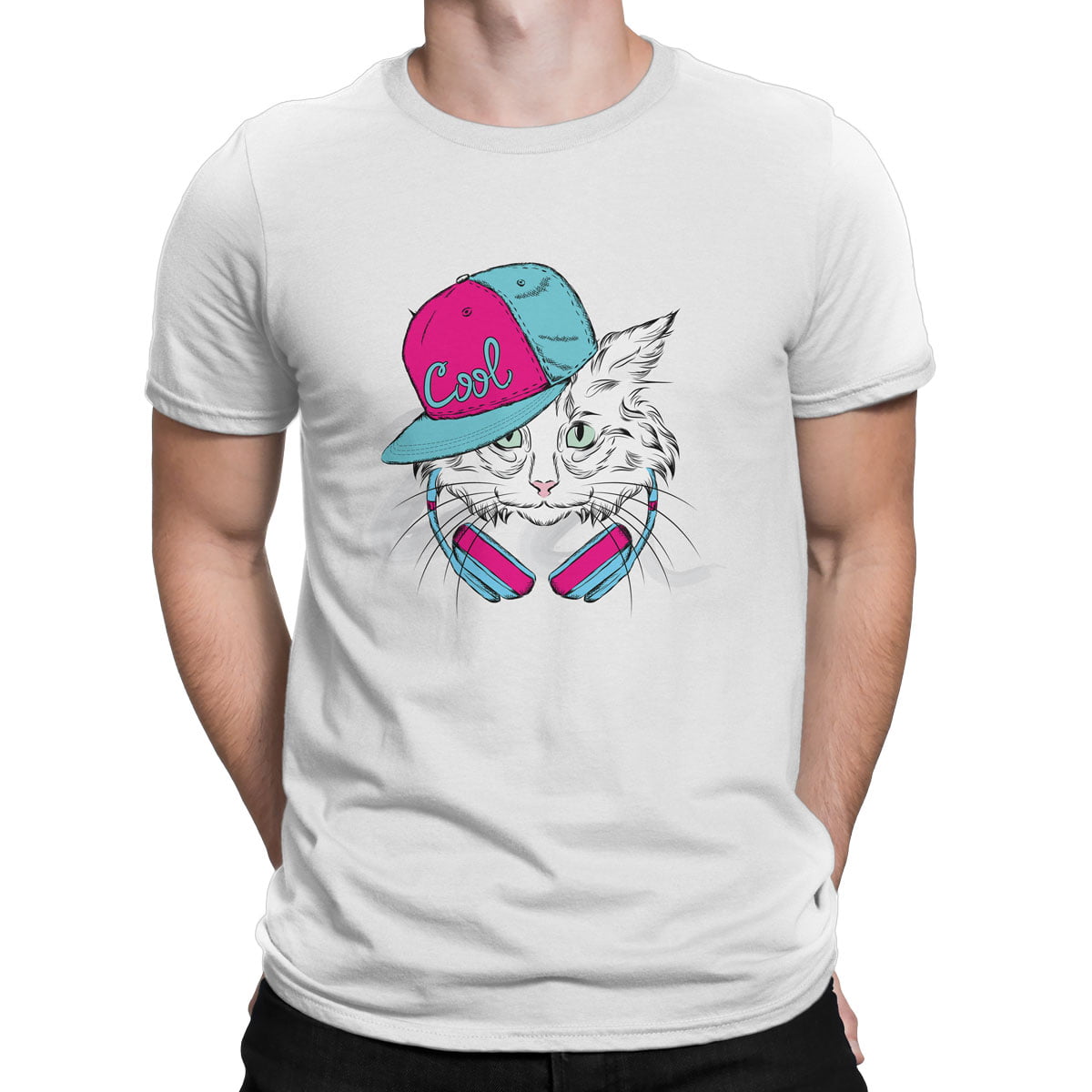 Dj cool kedi tisort erkek b - cool dj kedi tasarımlı t-shirt - figurex
