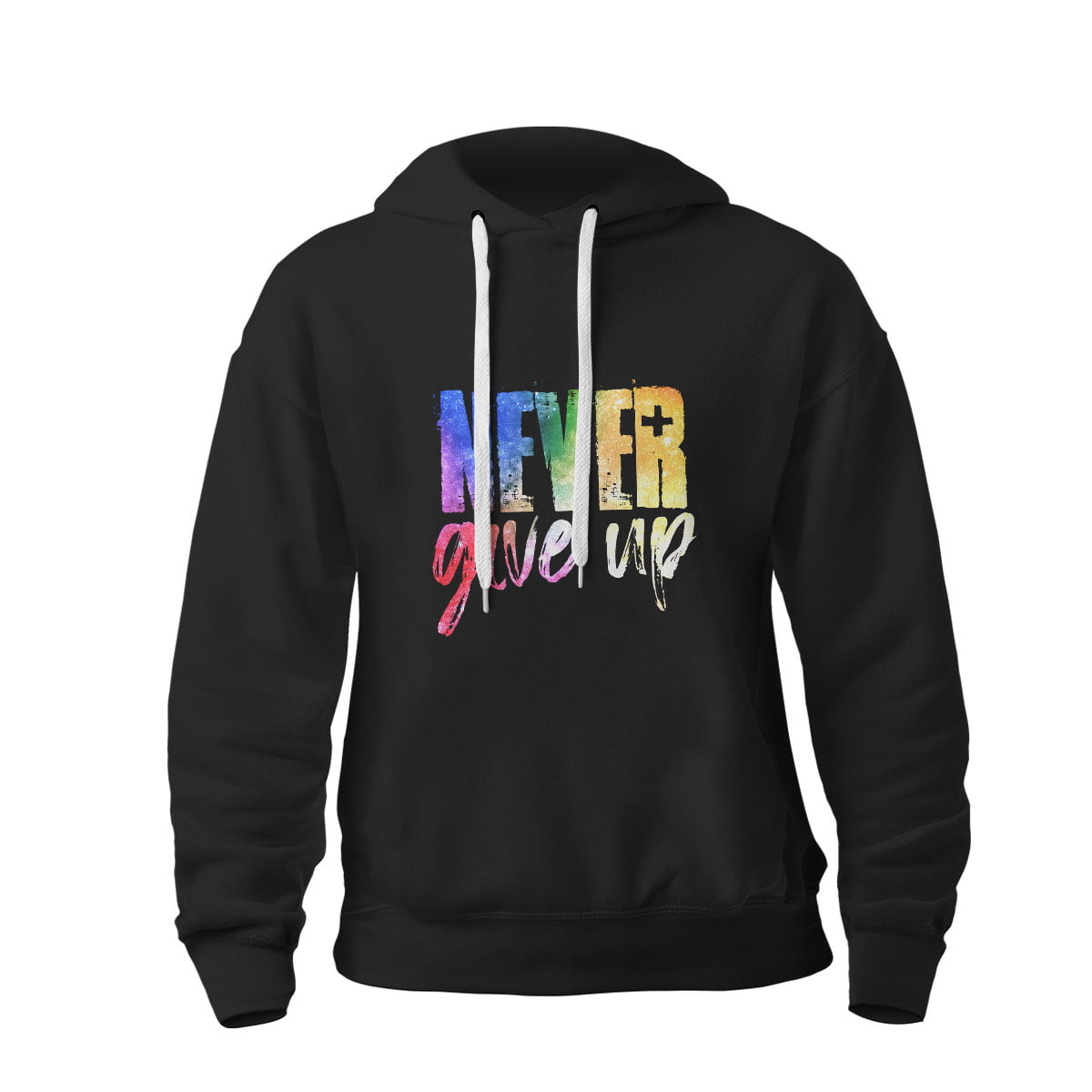 Never give up hodiecepsiz s - never give up baskılı kapşonlu sweatshirt - figurex