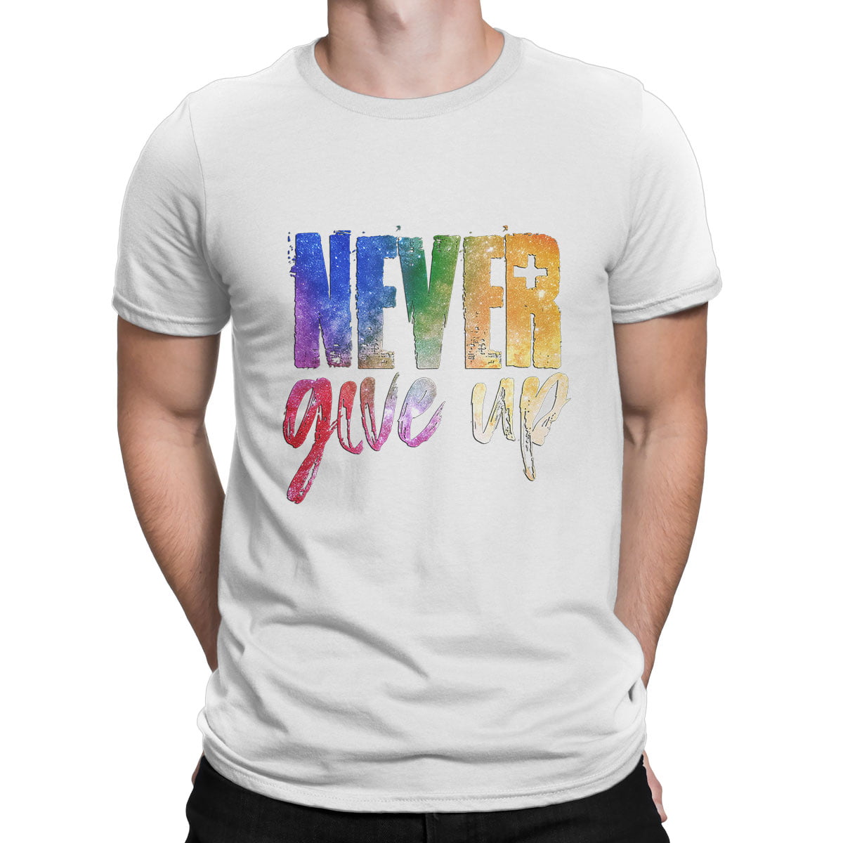 Never give up tshirt erkek b - never give up baskılı erkek t-shirt - figurex