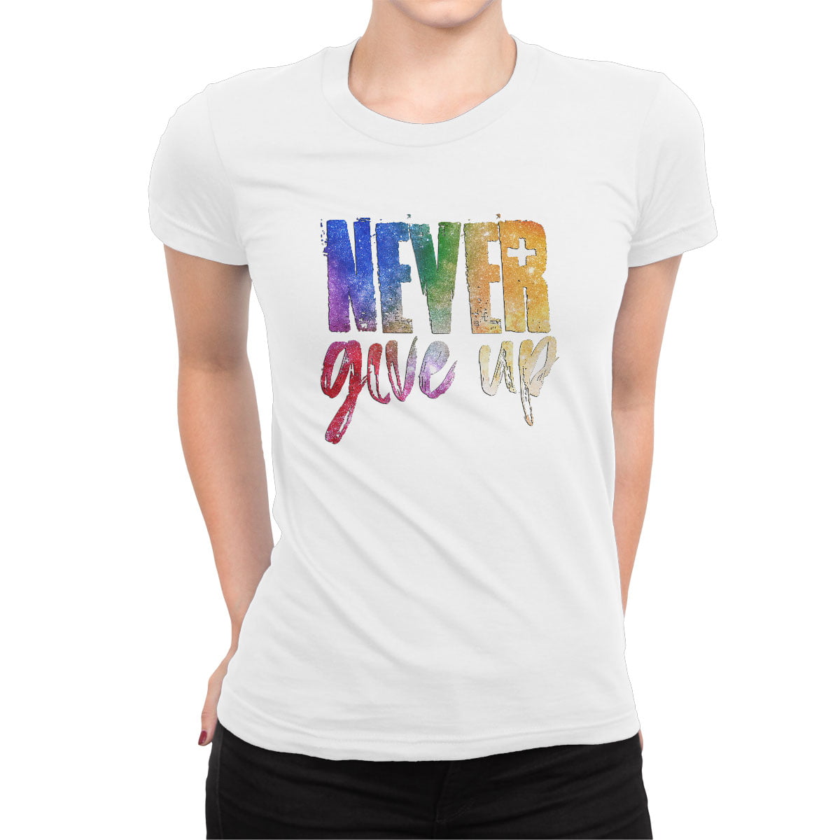 Never give up tshirt kadin b - never give up kadın t-shirt - figurex