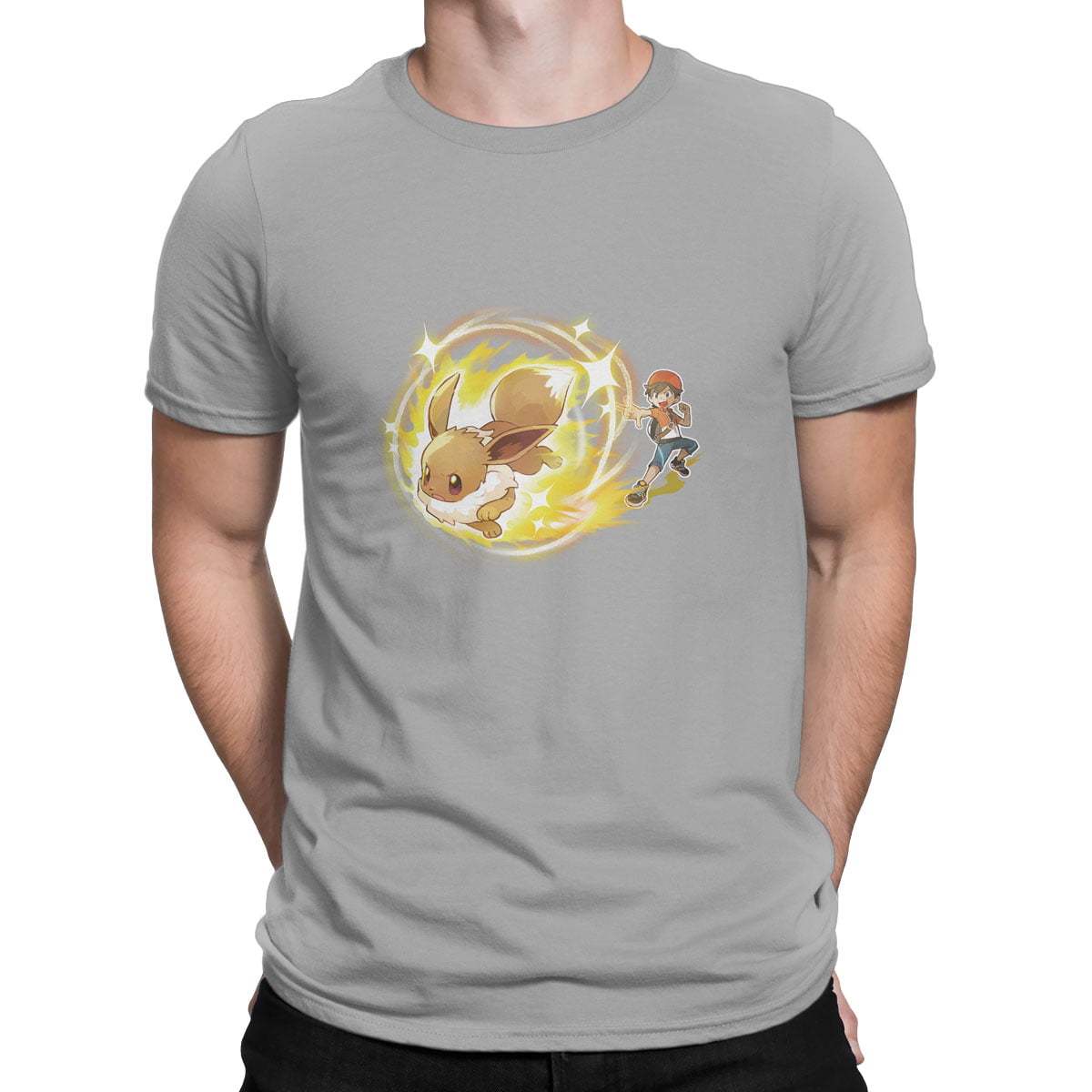 Pokemon go veeve volley tisort erkek g - pokemon go eevee baskılı erkek t-shirt - figurex