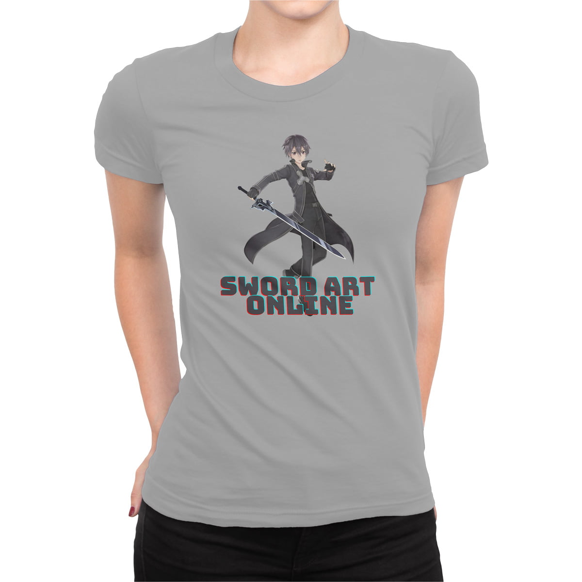 Sword art online kirito kadin tisort g - sword art online - kirito kadın t-shirt - figurex