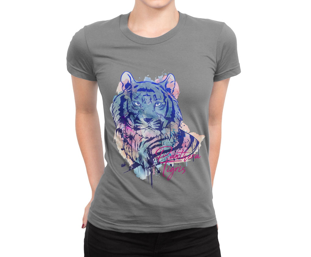 Colorful animal design1 tshirt g b kadin - fx colourful nature tiger t-shirt kadın gri - figurex