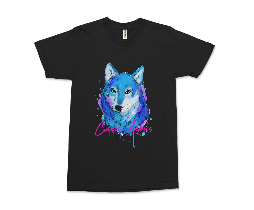 Colorful animal design1 tshirt s b - fx colourful nature wolf t-shirt kadın siyah - figurex