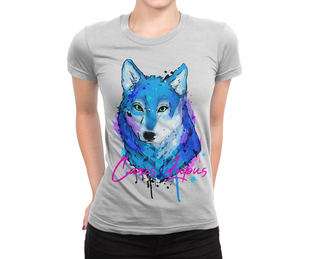 Colorful animal design2 tshirt b b kadin 1 - fx colourful nature wolf t-shirt kadın beyaz - figurex