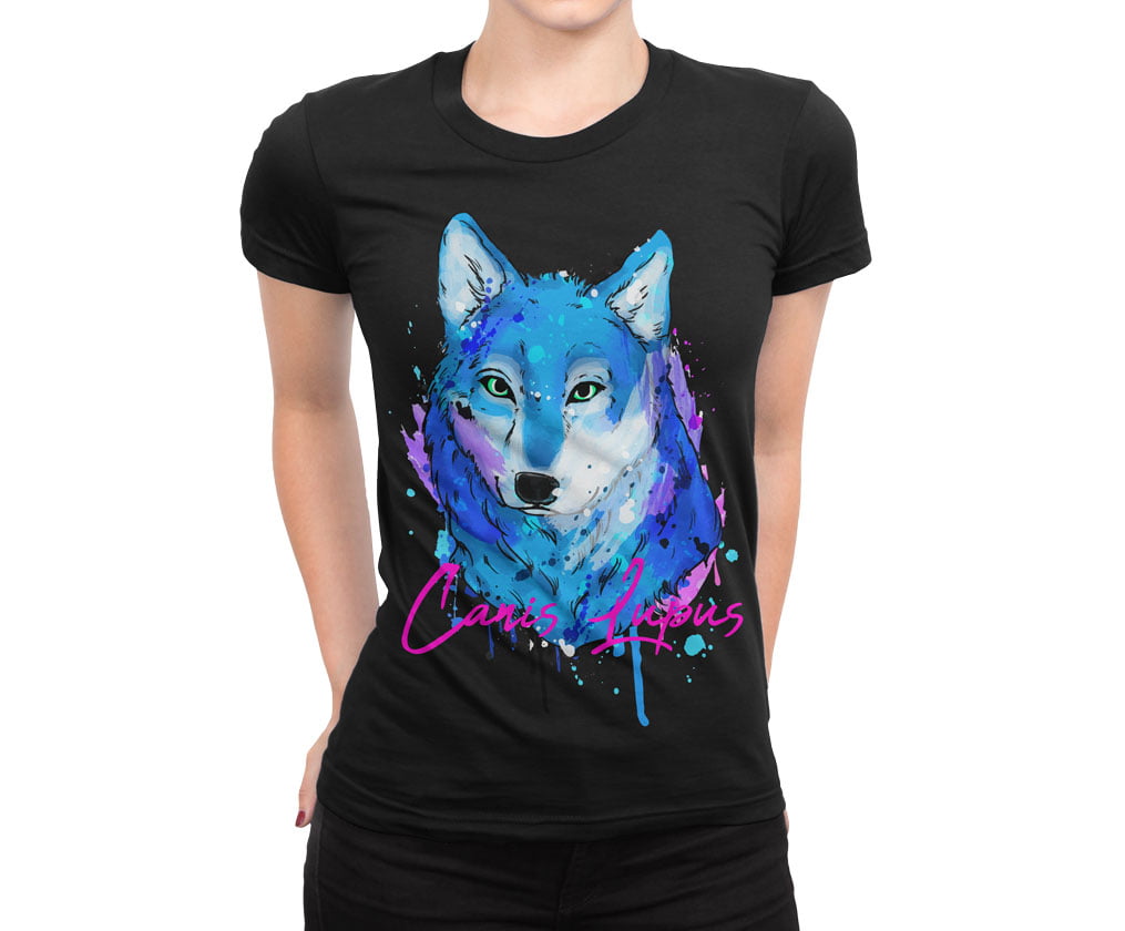 Colorful animal design2 tshirt s b kadin - fx colourful nature wolf t-shirt kadın siyah - figurex