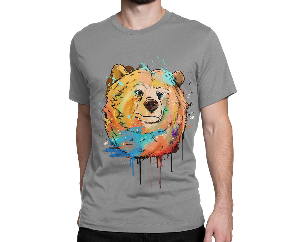 Colorful animal design3 tshirt g b erkek - fx colourful nature bear t-shirt erkek gri - figurex