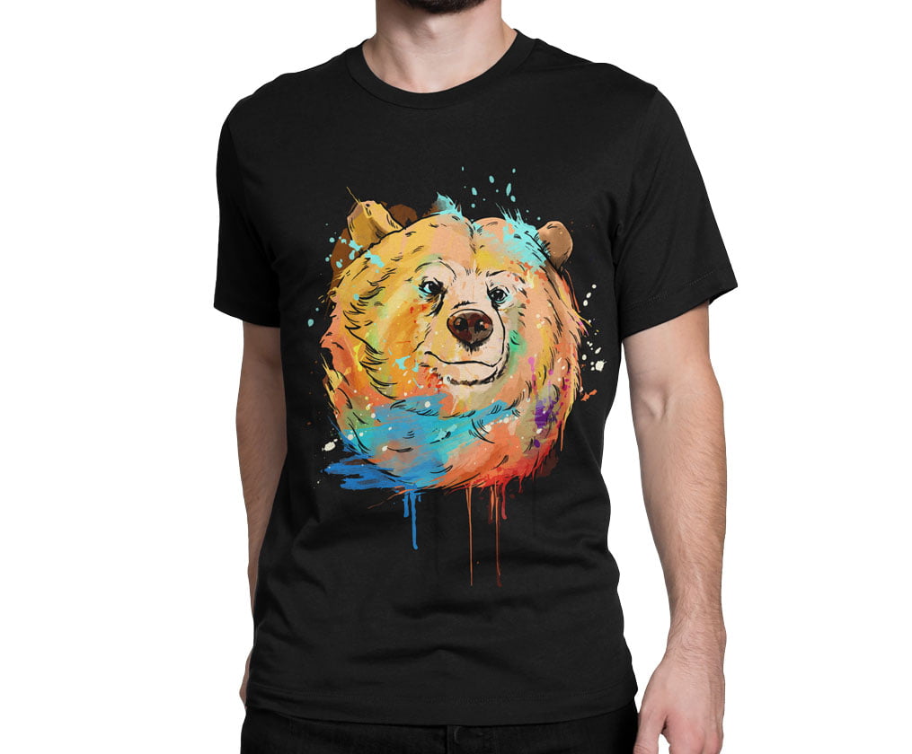 Colorful animal design3 tshirt s b erkek - fx colourful nature bear t-shirt erkek siyah - figurex