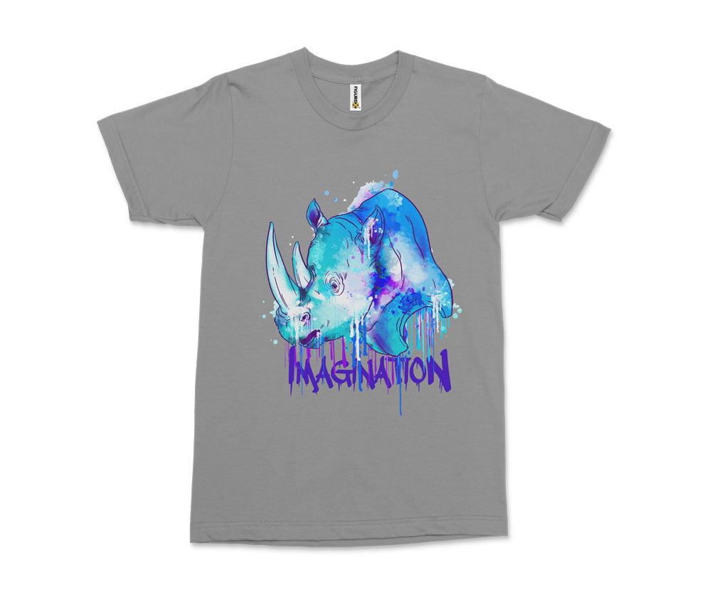 Colorful animal design5 tshirt g b - fx colourful nature rhino t-shirt kadın gri - figurex