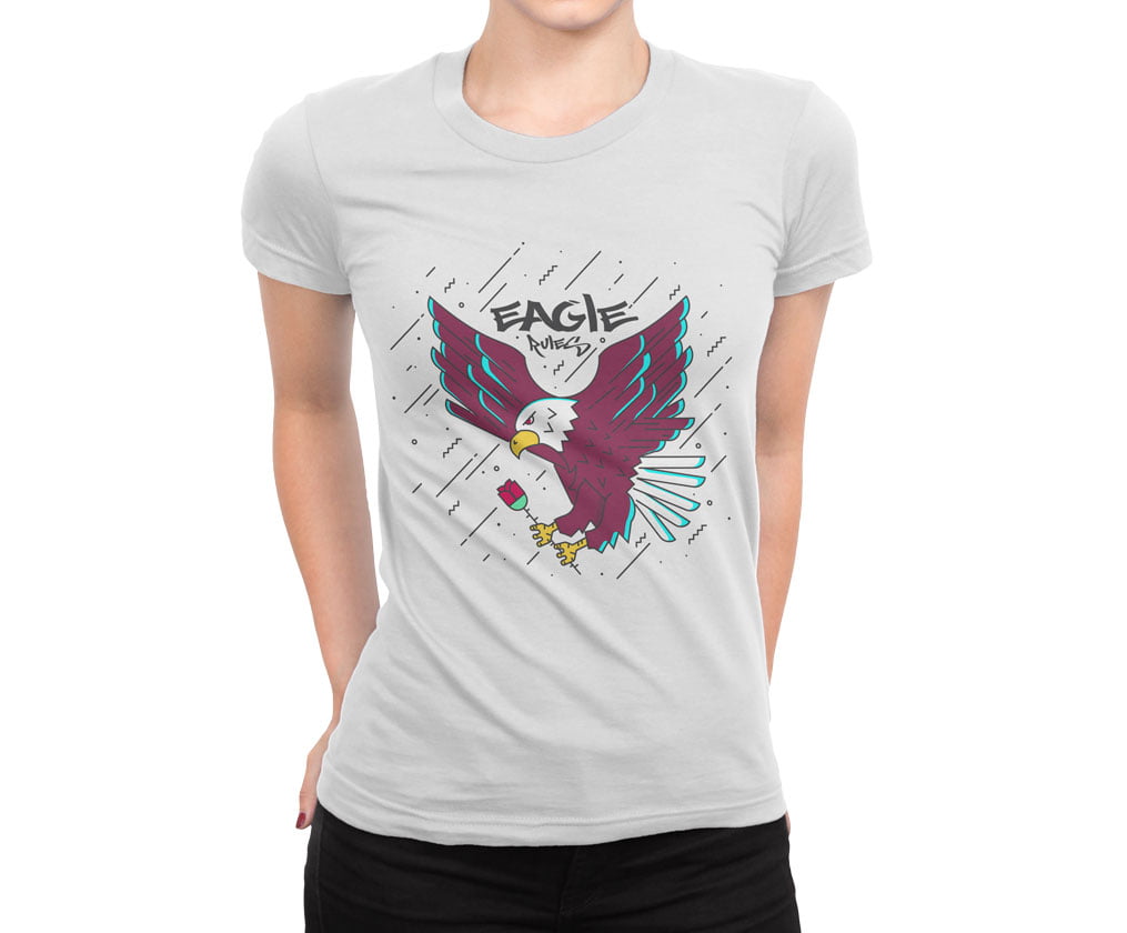 Colorful animal design flat2 eagle tshirt b b kadin - colorful özel seri kartal baskılı kadın t-shirt - figurex