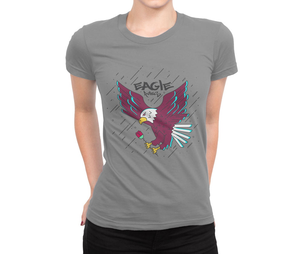 Colorful animal design flat2 eagle tshirt g b kadin - colorful özel seri kartal baskılı kadın t-shirt - figurex