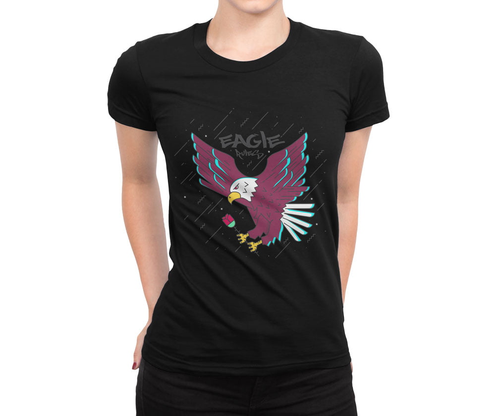 Colorful animal design flat2 eagle tshirt s b kadin - colorful özel seri kartal baskılı kadın t-shirt - figurex