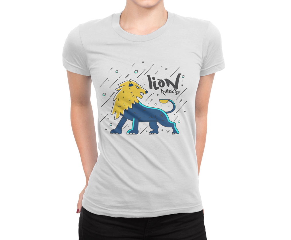 Colorful animal design flat4 lion tshirt b b kadin - colorful özel seri aslan baskılı kadın t-shirt - figurex