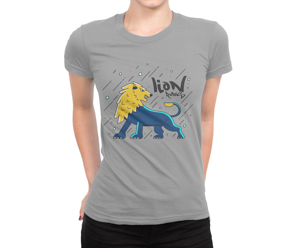 Colorful animal design flat4 lion tshirt g b kadin - colorful özel seri aslan baskılı kadın t-shirt - figurex