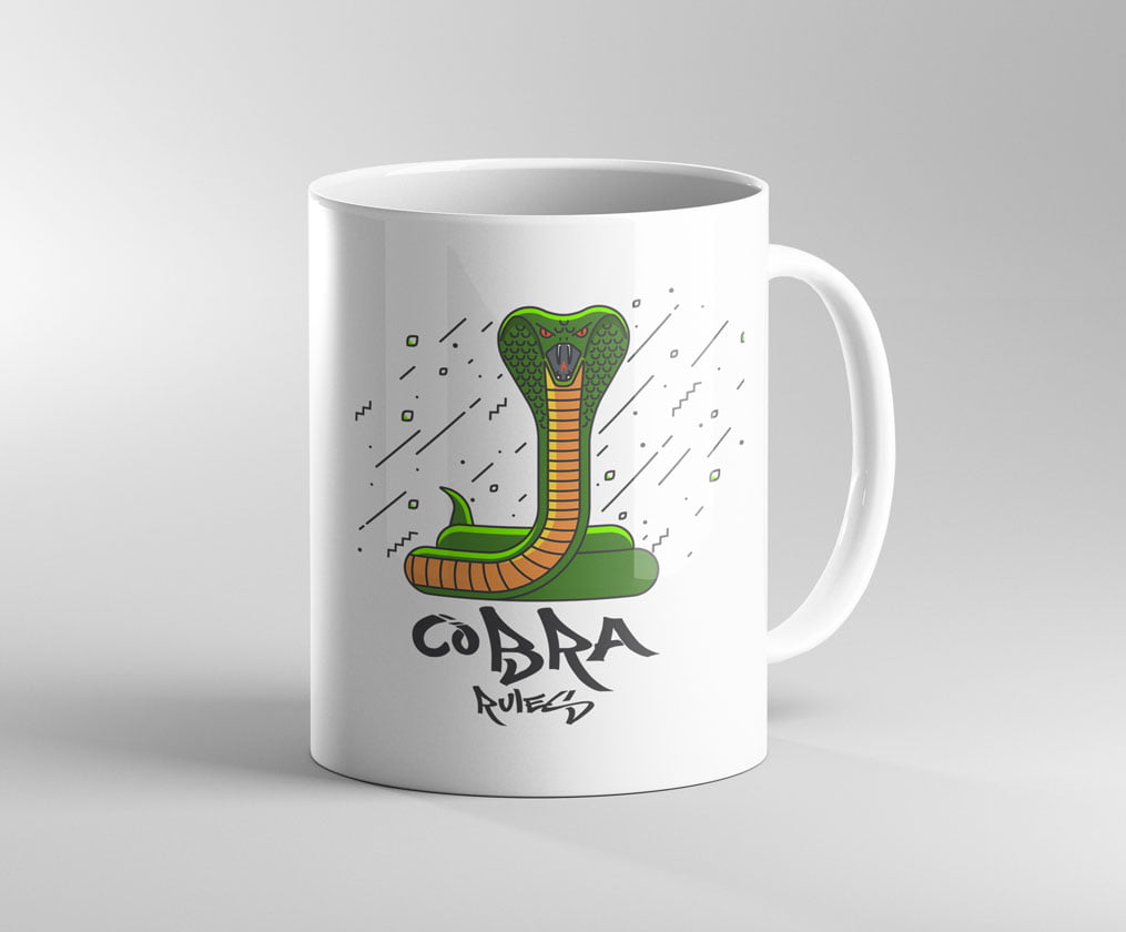 Colorful animal design flat1 b b kupa - colorful serisi yeşil yılan özel baskı kupa - figurex