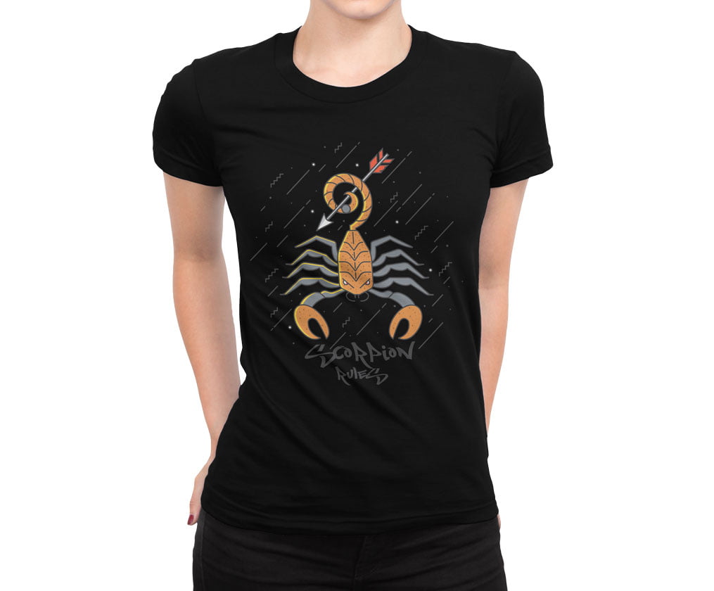 Colorful animal design flat5 scorpion tshirt s b kadin - colorful özel seri akrep baskılı kadın tişört - figurex