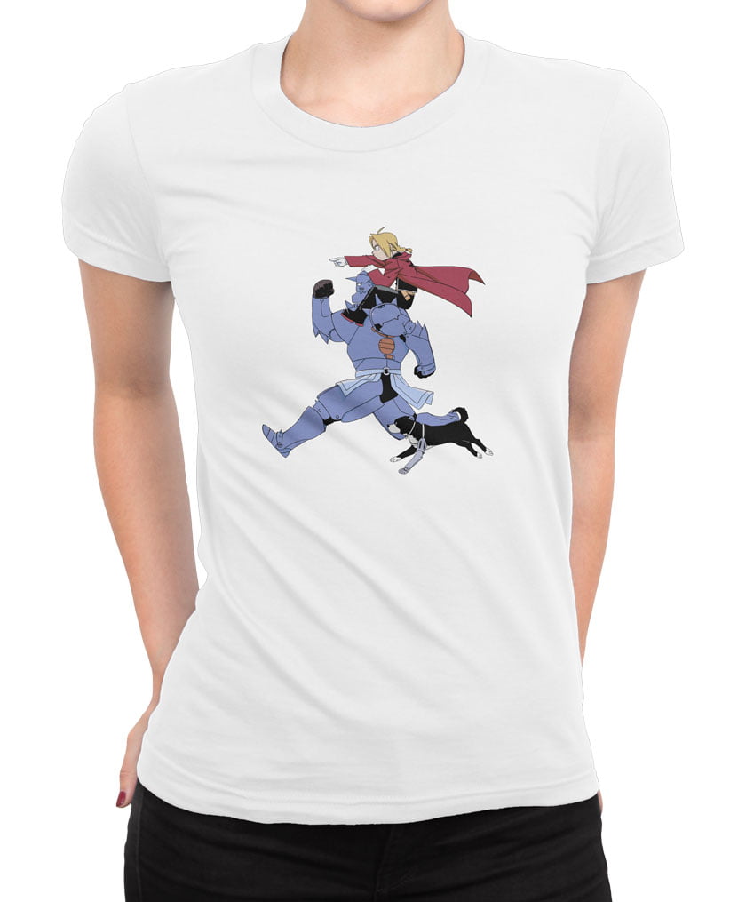 Fma1 tshirt b kadin - fullmetal alchemist eric ve alphonse baskılı kadın t-shirt - figurex