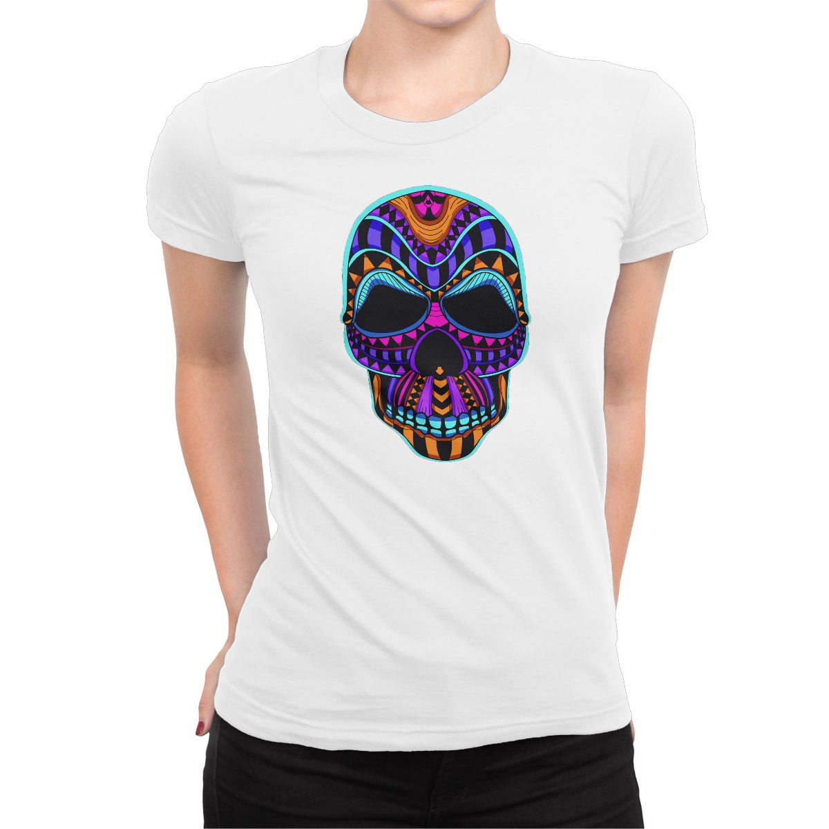 Skull dark minial tshirt b kadin - mystic skull (kurukafa) kadın tişört - figurex