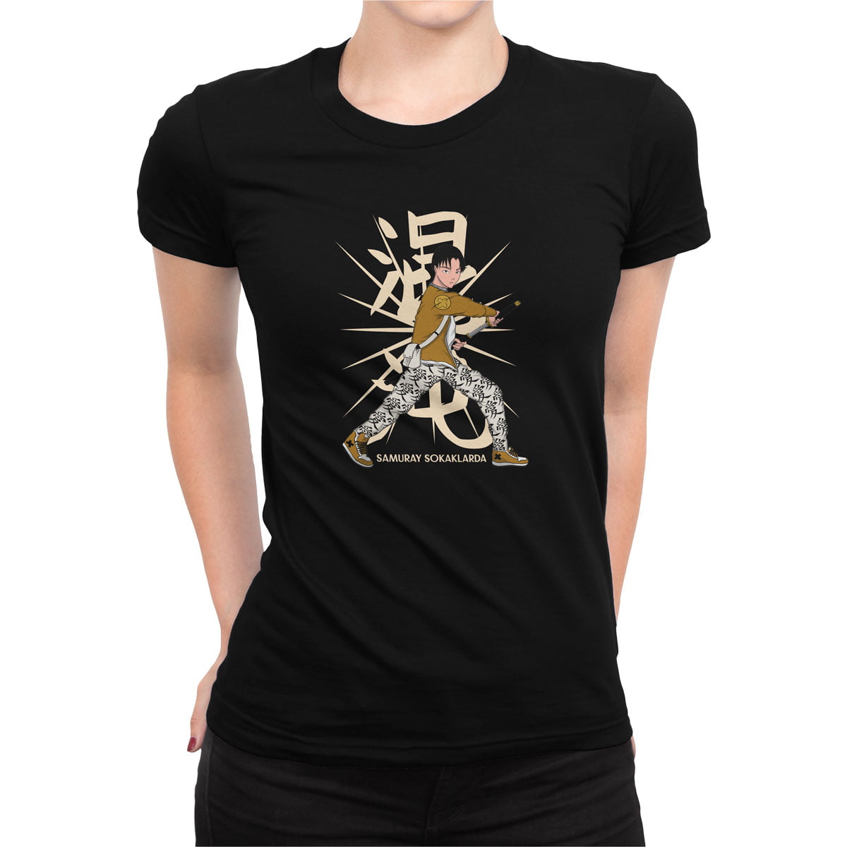 Anime semt cocuklari samuray sokaklarda kadin tisort s - anime sokaklarda n04 - samuray kadın t-shirt - figurex