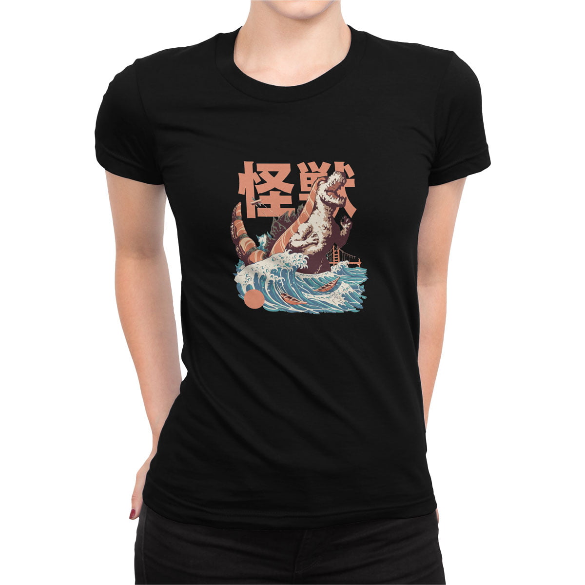 Godzilla kadin tisort s - japanese godzilla sushi kadın t-shirt - figurex