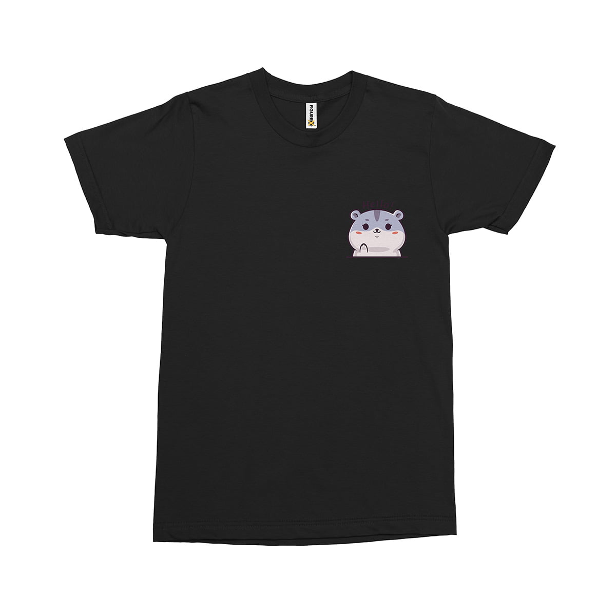 Japanese tatli hamster no2 fxsca2142c erkek tshirt siyah sag ust - ponçik hamster fanart no2 baskılı erkek t-shirt - figurex