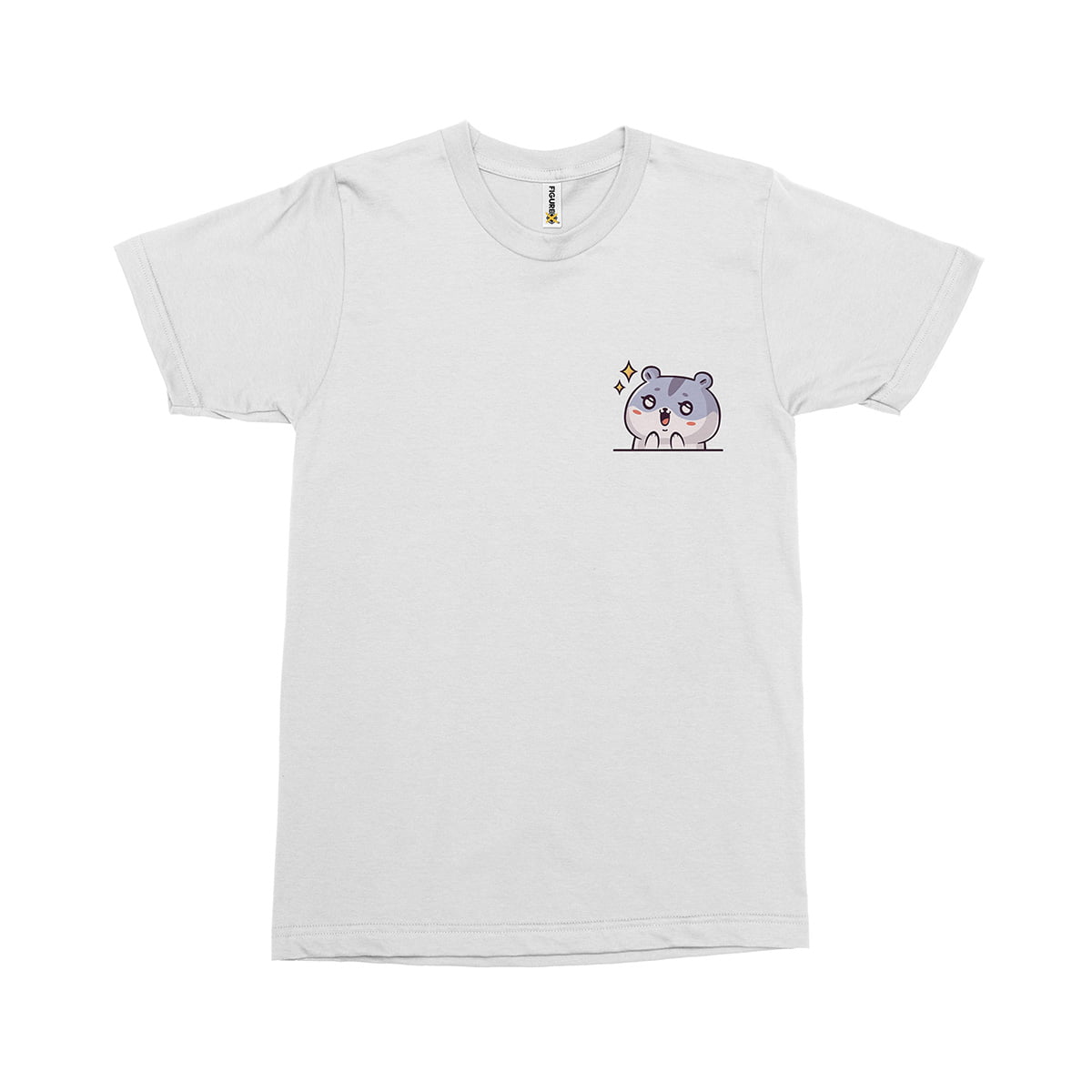 Japanese Tatli Hamster FXSCA2132C Erkek Tshirt Beyaz Sag Ust - Ponçik Hamster Fanart Baskılı Erkek T-shirt - Figurex