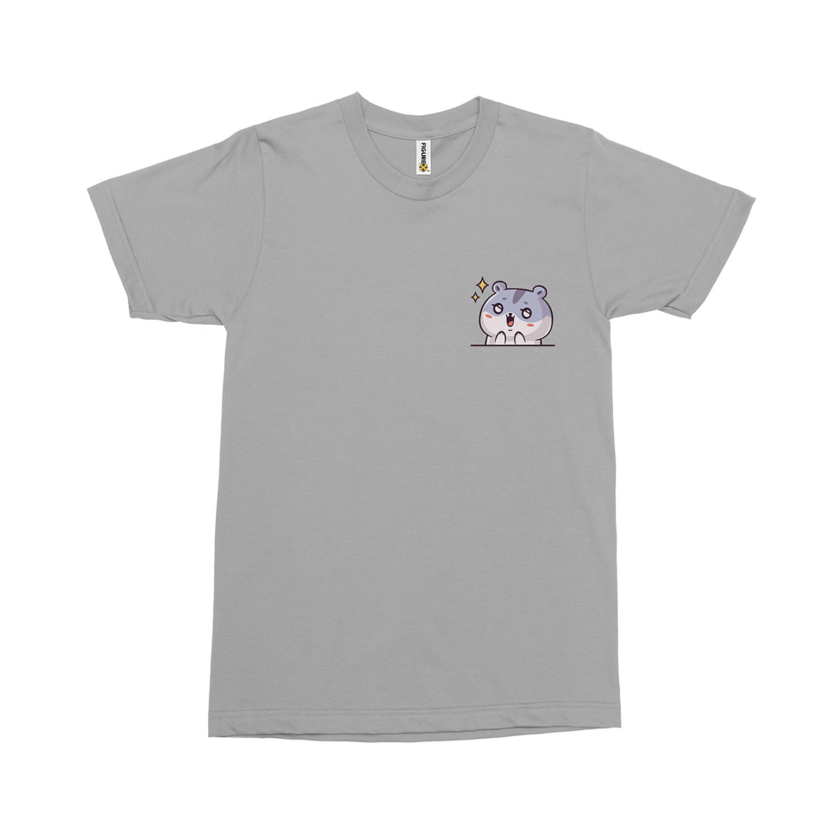 Japanese tatli hamster fxsca2132c erkek tshirt gri sag ust - ponçik hamster fanart baskılı erkek t-shirt - figurex