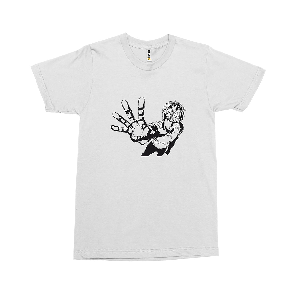 One Punch Man No2 Siyah FXSCA2242C Erkek Tshirt Beyaz Orta - Genos - One Punch Man Baskılı Erkek T-shirt - Figurex