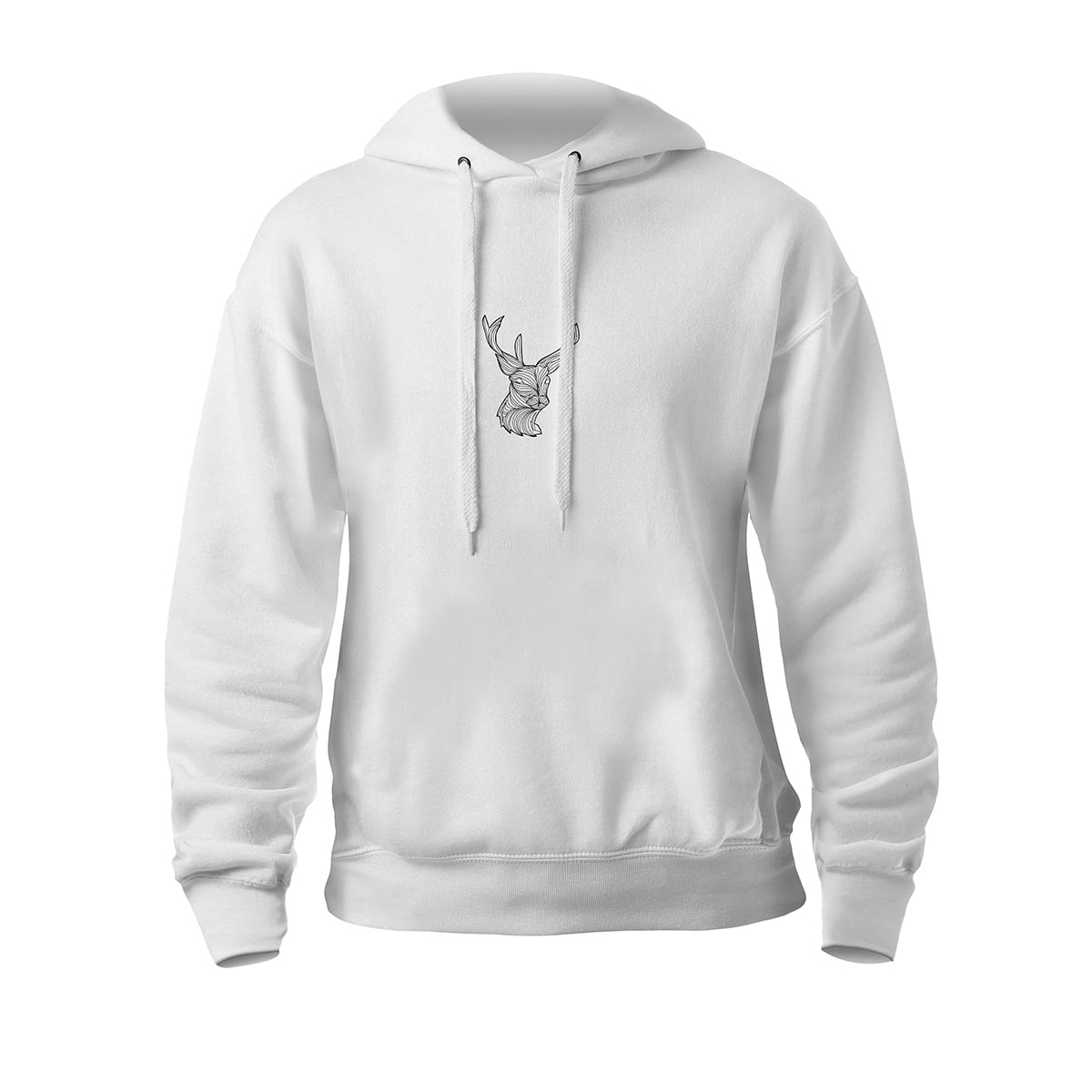 Orjinal geyik mandala siyah fxsca2193c kapsonlu beyaz orta kucuk - geyik mandala unisex kapşonlu sweatshirt - figurex